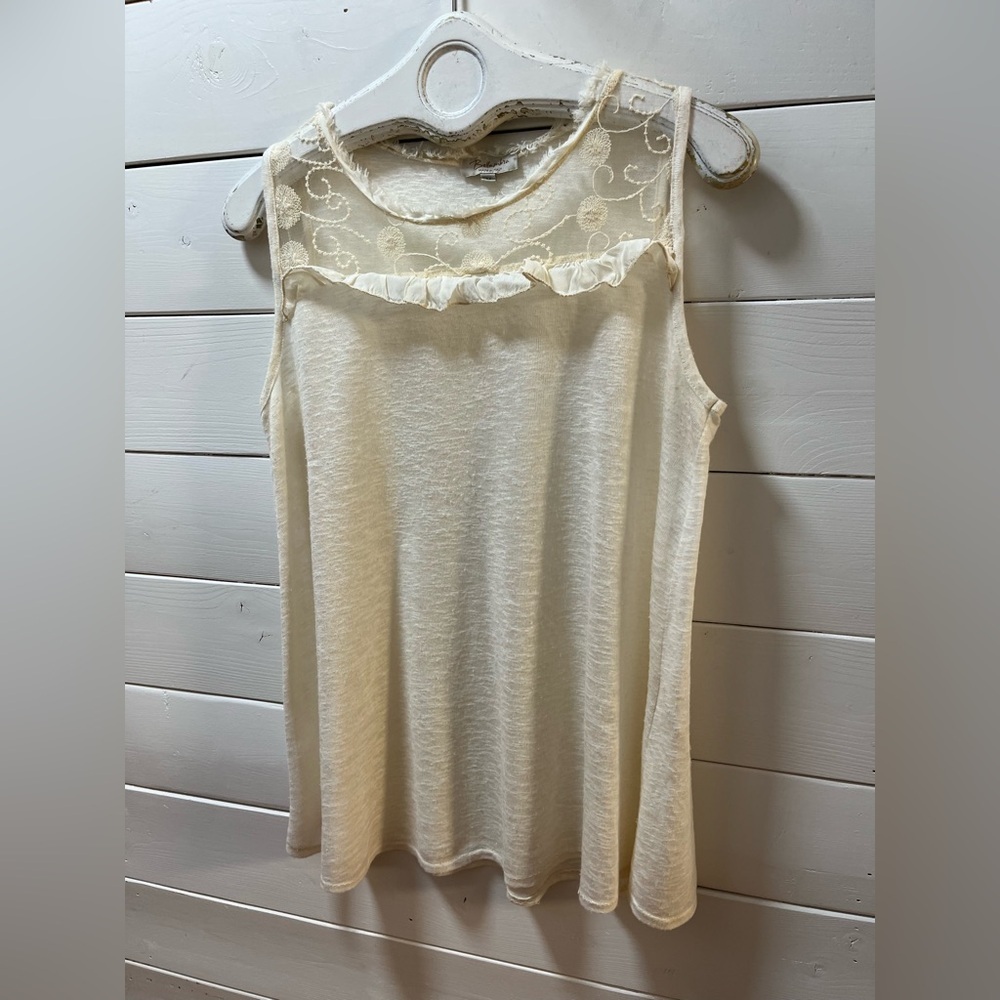 BELLAMBRA Cream Sleeveless Lace Detail Top Size M - Picture 5 of 11